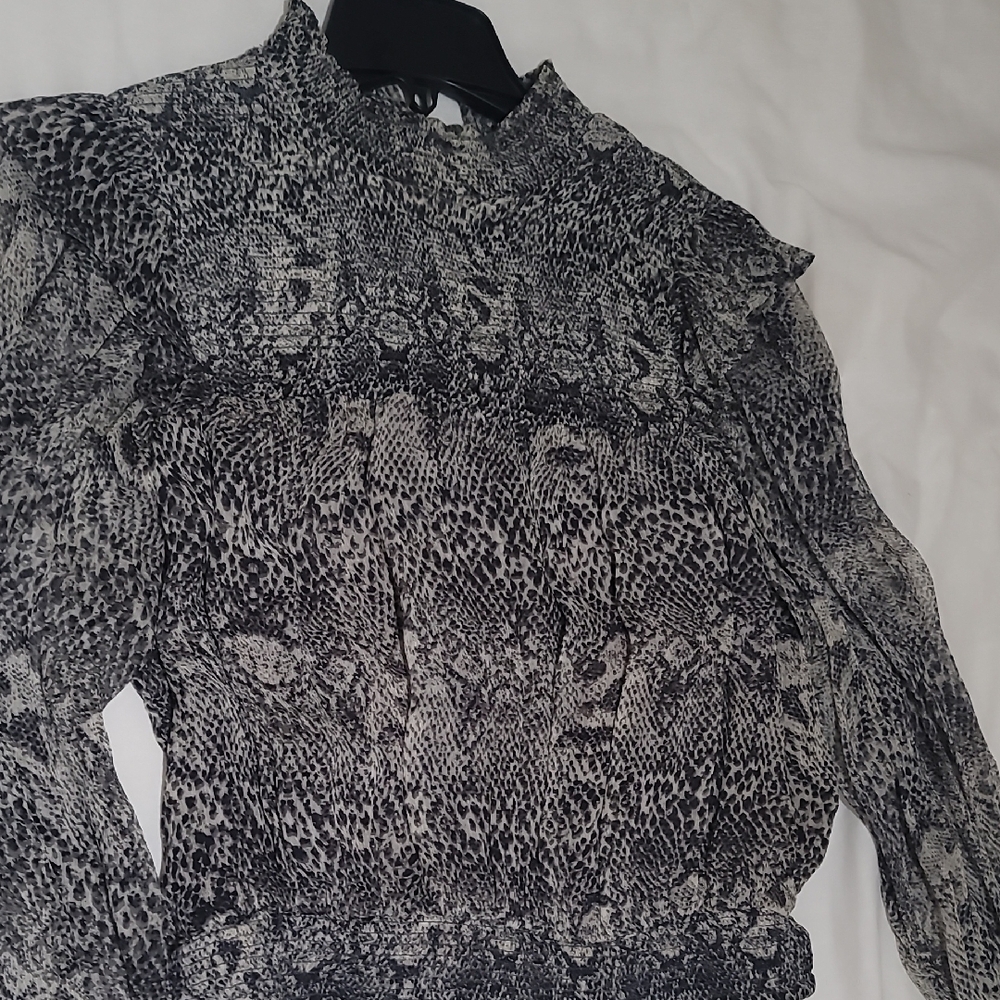 Free People Black and Gray Blause with Intricate Pattern